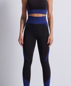 Women's Gymwear set Sports Bra Seamless Leggings Black Blue