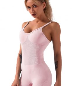 Pink Women's Fitness Bodysuit Seamless Bodysuit