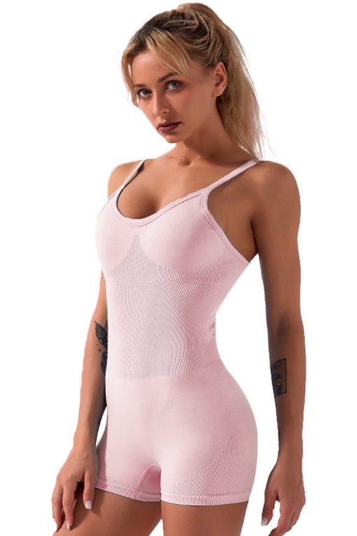 Pink Women's Fitness Bodysuit Seamless Bodysuit