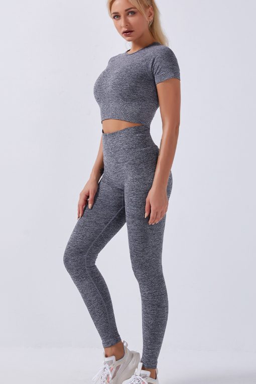 Women Seamless Short Sleeve Crop top Active Wear Yoga legging