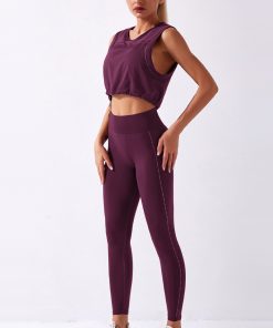 Casual Active Sports Top Seamless Yoga Leggings